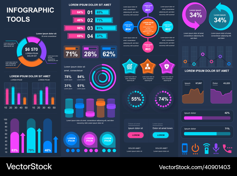 Bundle infographic ui ux kit elements Vector Image