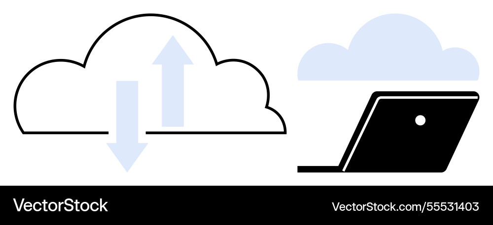 Cloud computing and data transfer laptop Cloud computing and data transfer laptop vector image
