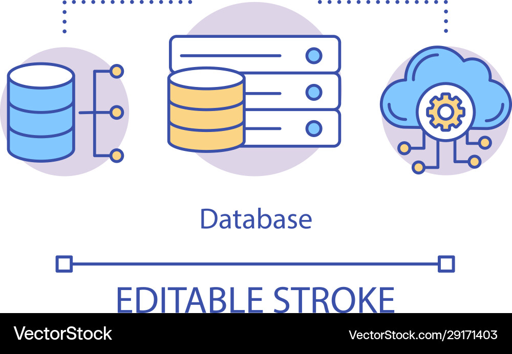 Database concept icon data storage idea thin line Database concept icon data storage idea thin line vector image
