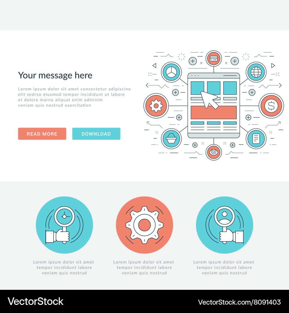 Flat line business concept web site header vector image