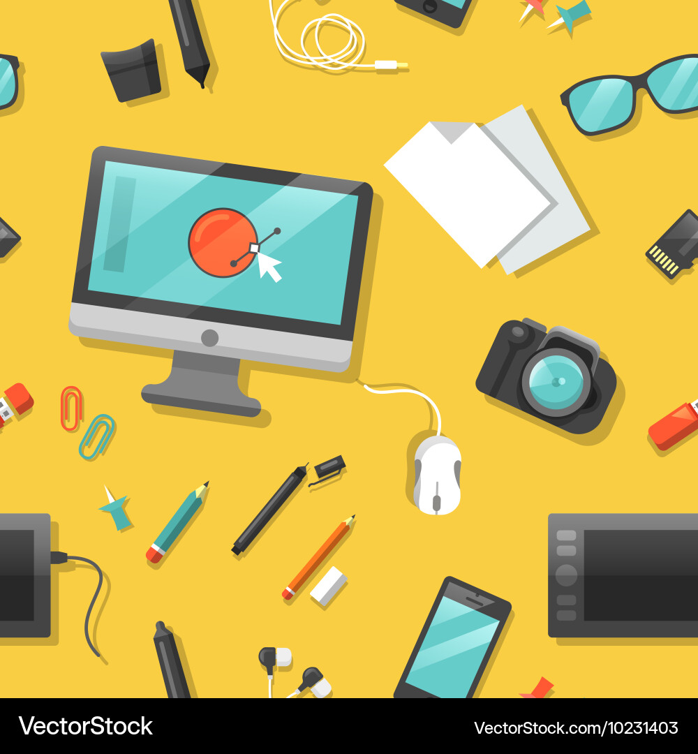 Graphic design seamless pattern with computer vector image