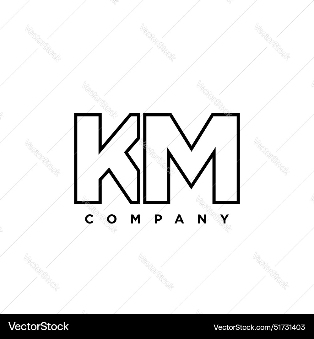 Letter k and m km logo design template minimal Vector Image