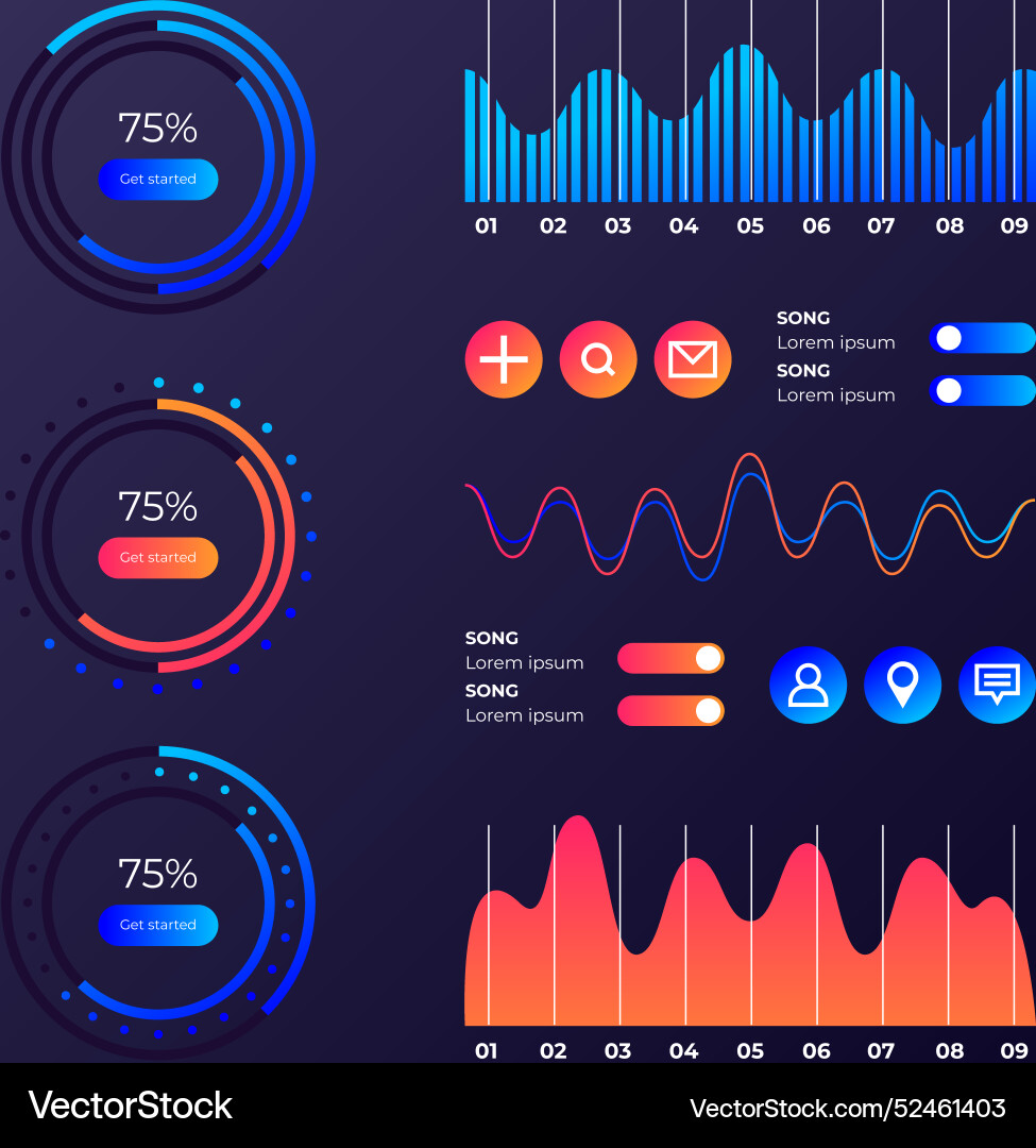 Professional dashboard element collection Vector Image