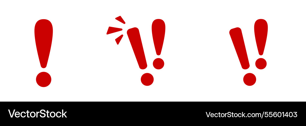 Red exclamation marks in three styles Vector Image