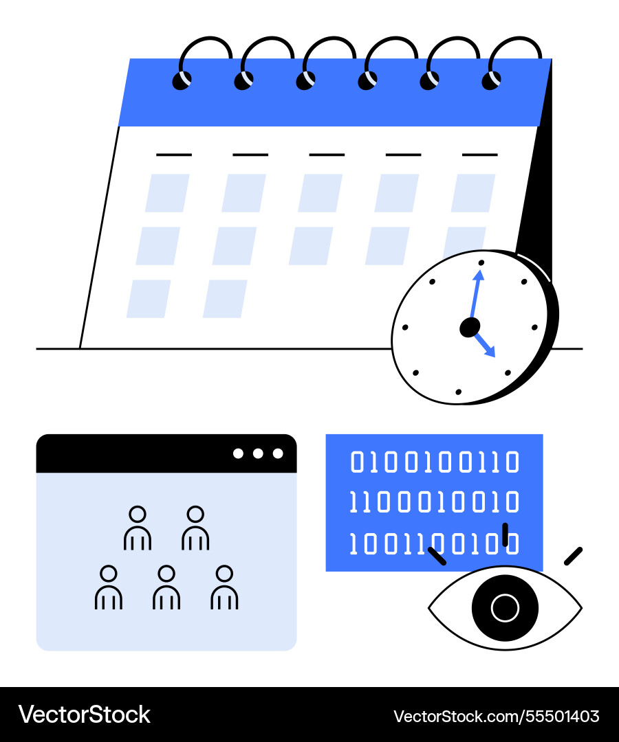 Schedule planning and data analysis with eye vector image