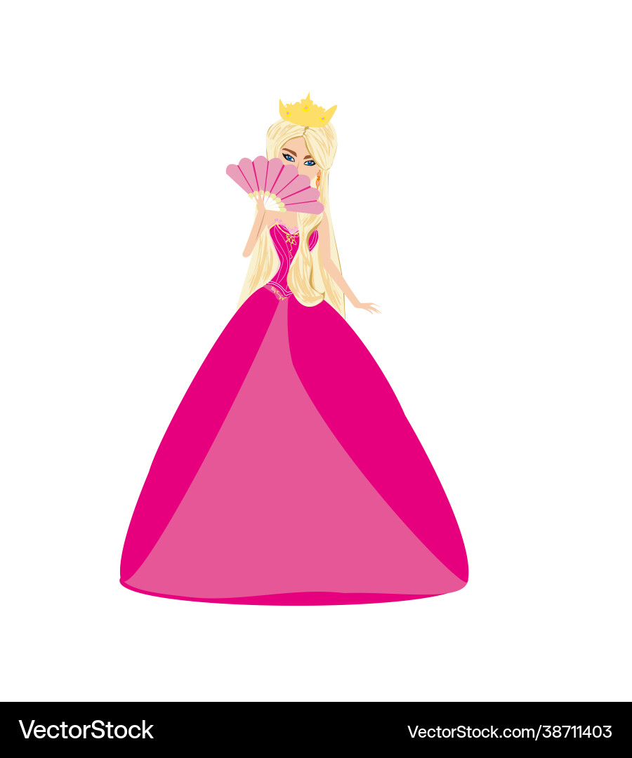 Schöne Königin in einem rosa Kleid - isoliert Schöne Königin in einem rosa Kleid - isoliert vektorbild