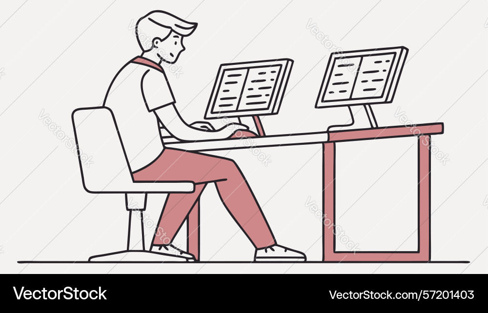 Scientist working with microscope in laboratory Vector Image