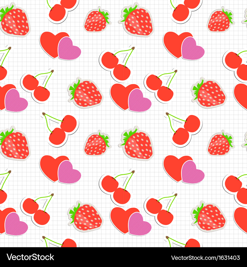 Seamless pattern with heart cherry strawberry Vector Image