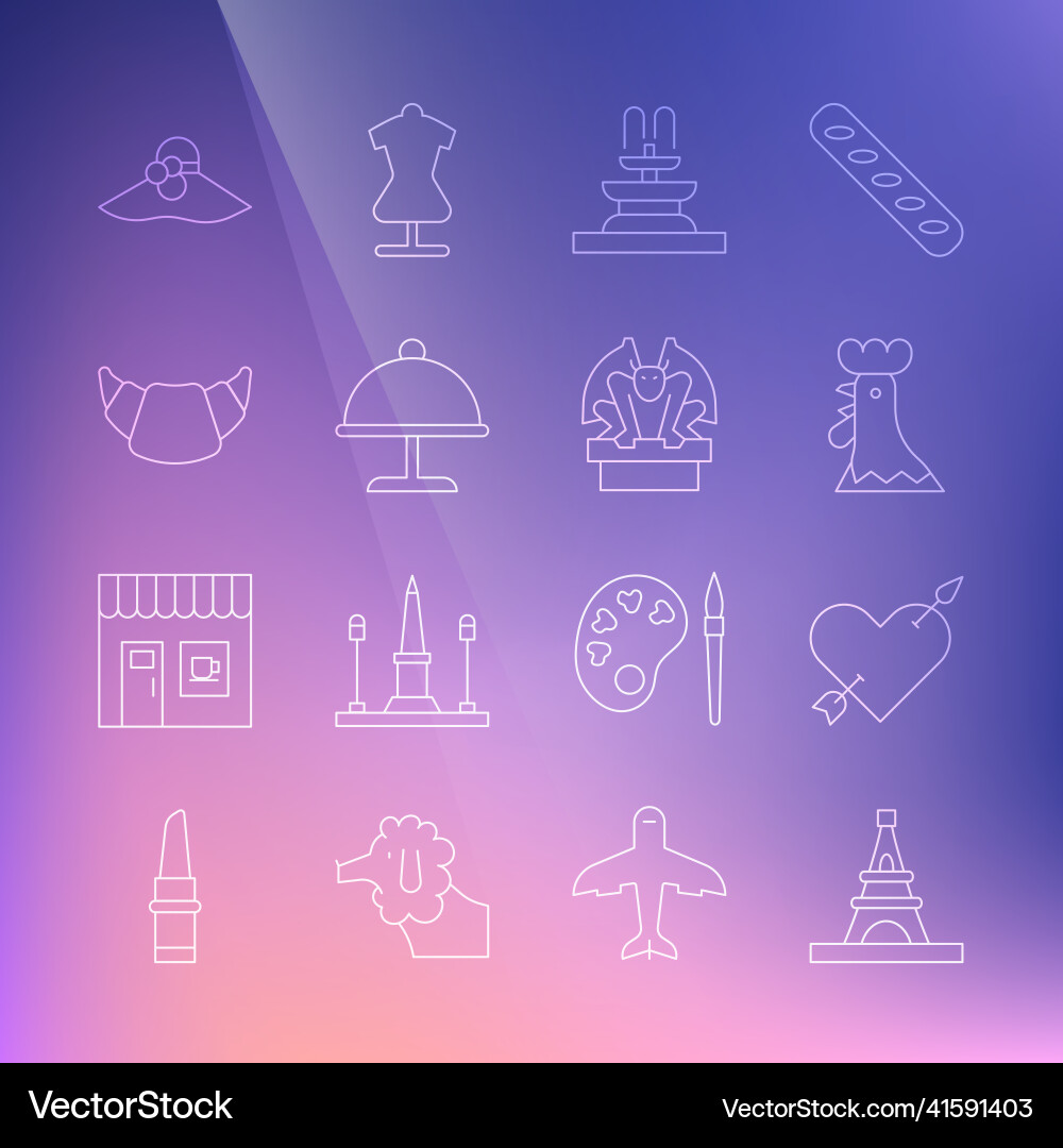 Set line eiffel tower amour with heart and arrow Set line eiffel tower amour with heart and arrow Vector Image