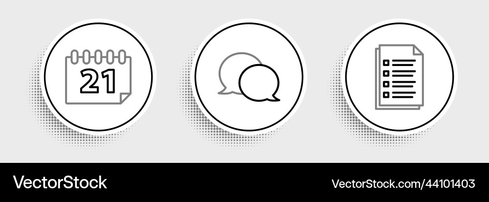 Set line file document calendar and speech bubble Set line file document calendar and speech bubble vector image