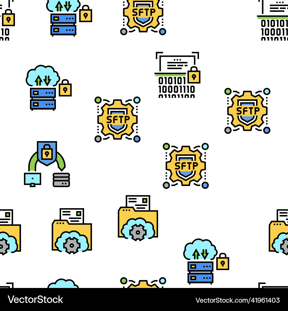 Ssh sftp Dateiübertragung Protokoll Icons gesetzt Ssh sftp Dateiübertragung Protokoll Icons gesetzt vektorbild