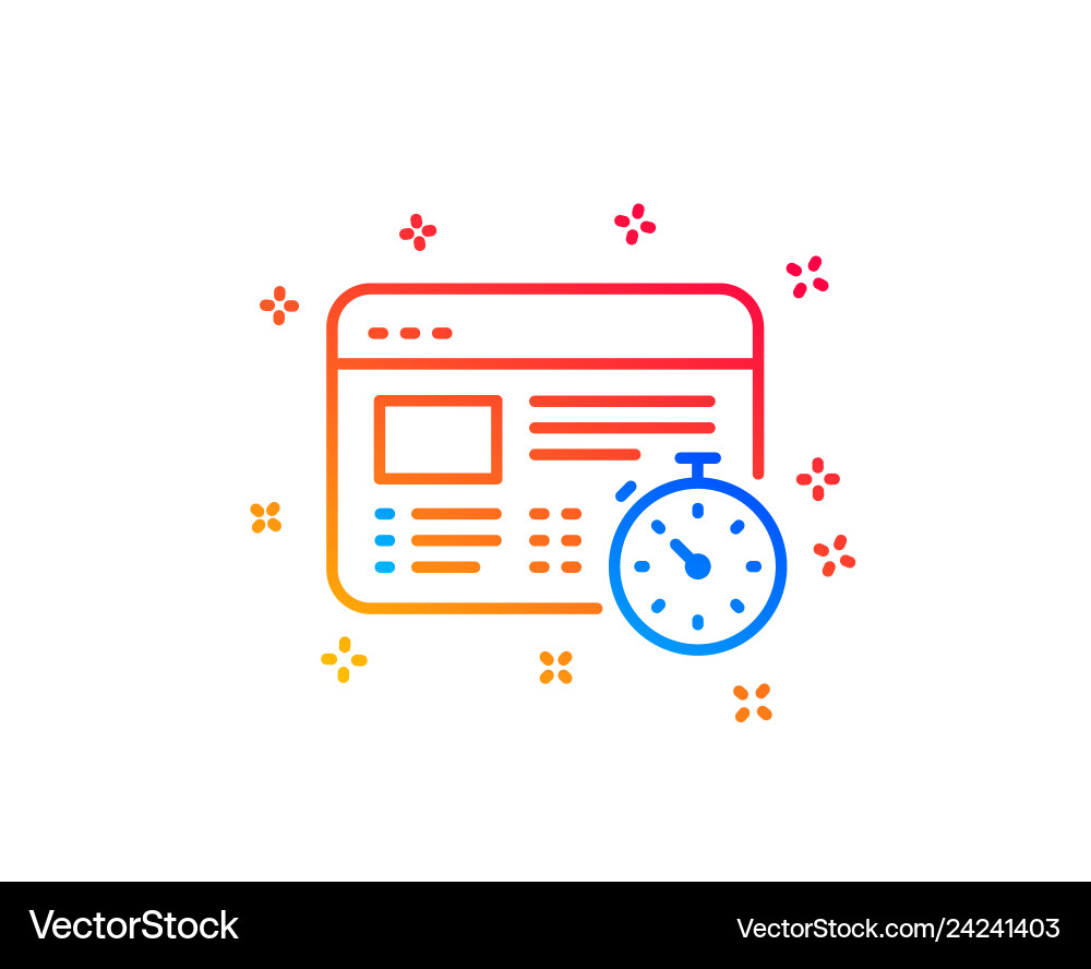 Web timer line icon online quiz test sign vector image