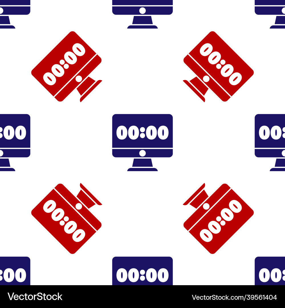 Blue and red clock on computer monitor screen icon Vector Image