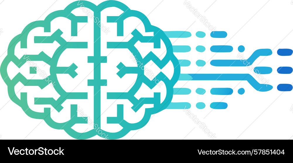 Brain data flow information processing speed vector image
