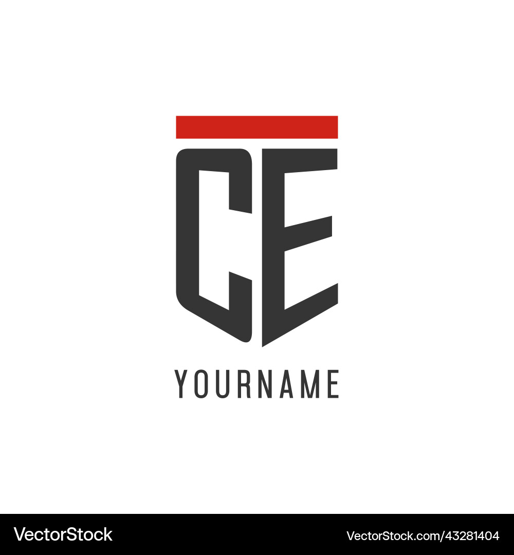 Ce initial esport logo with simple shield design Vector Image