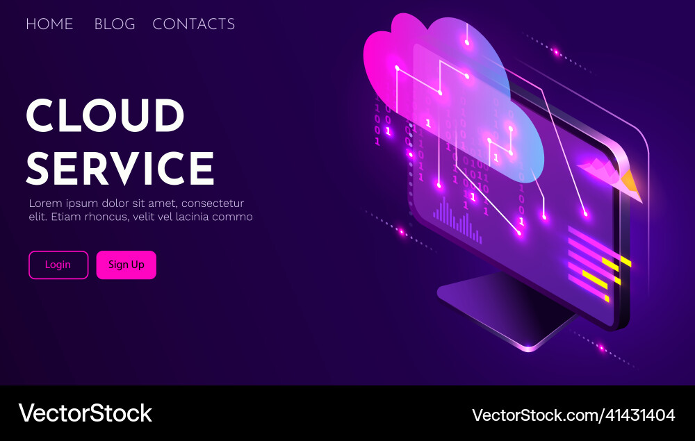Computer connected to cloud server service Computer connected to cloud server service Vector Image