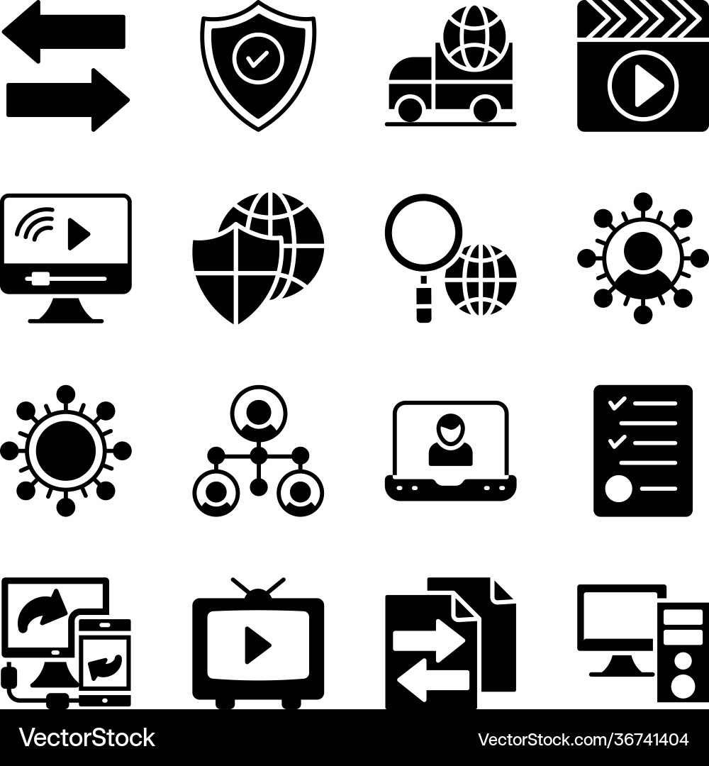 Data transfer and networking solid icons vector image