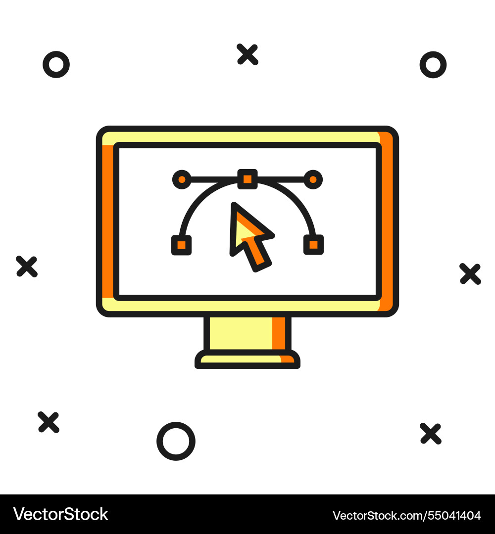 Gefüllte Kontur Computer-Display mit Design Gefüllte Kontur Computer-Display mit Design vektorbild