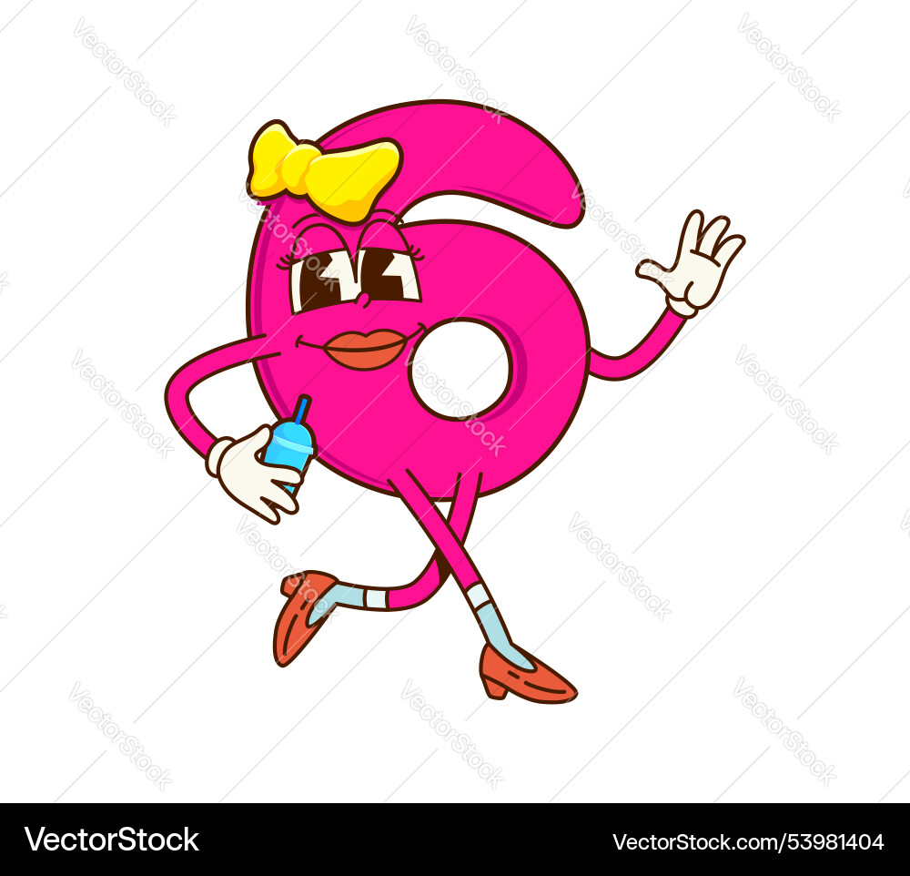 Groovy Number Six - Math Character Vector Image