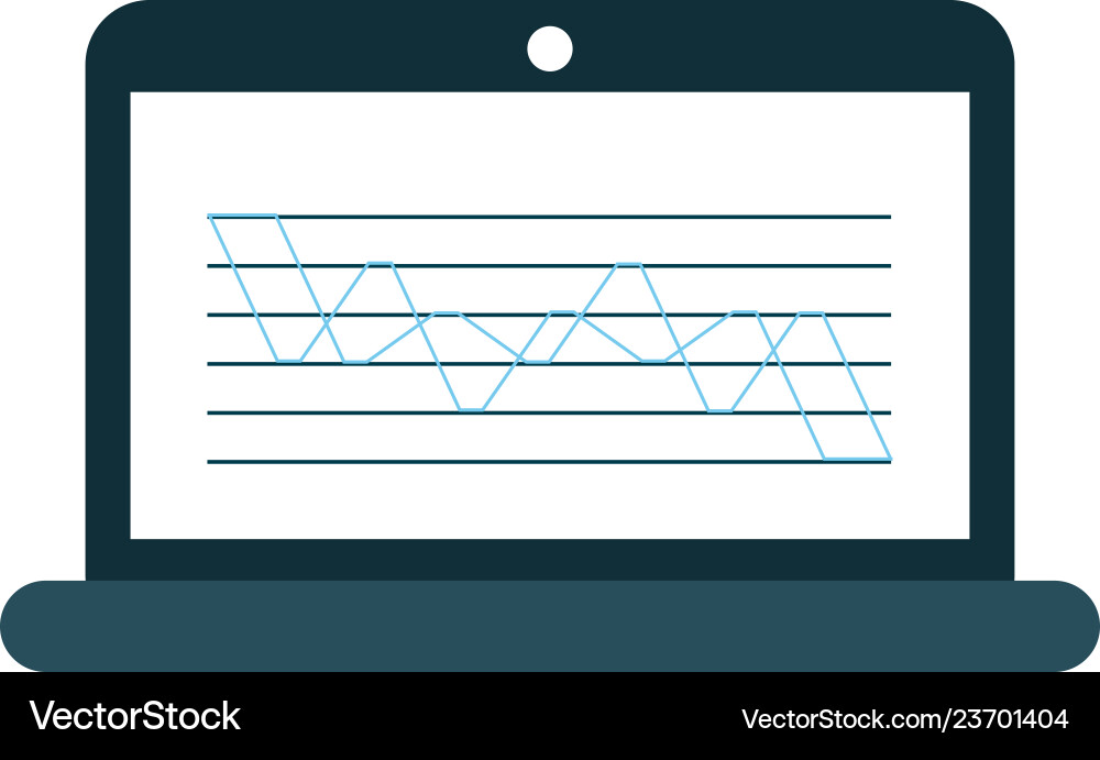 Laptop open with graph Vector Image