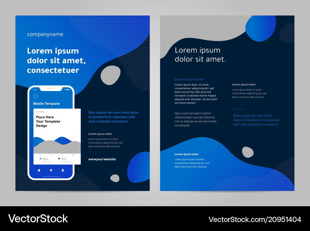 Layout template design with mobile application vector image