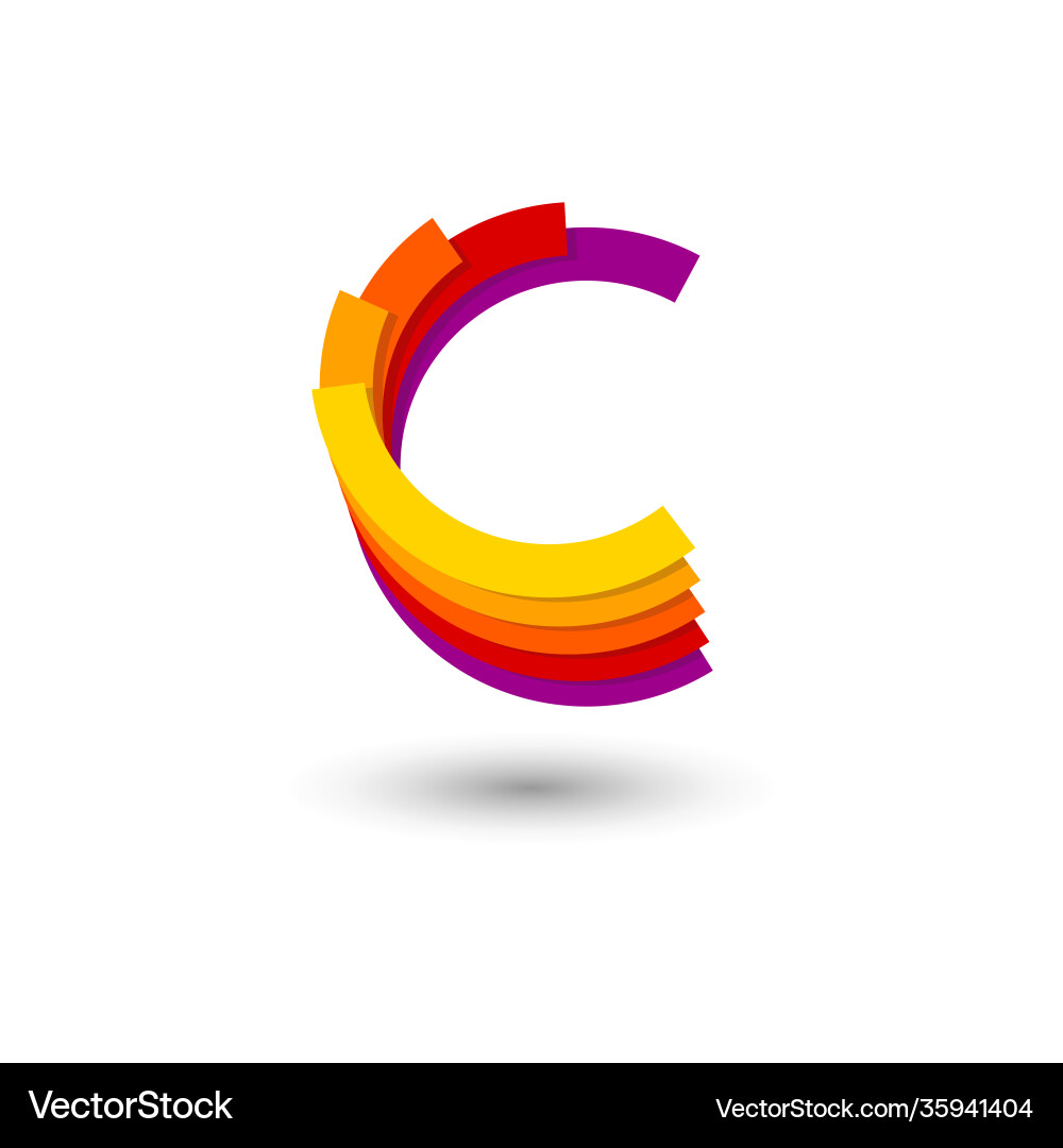 Letter c consist dynamic curl shapes vector image