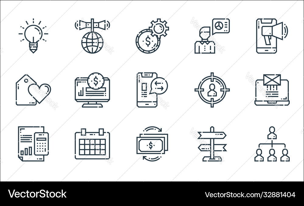 Marketing line icons linear set quality Marketing line icons linear set quality vector image