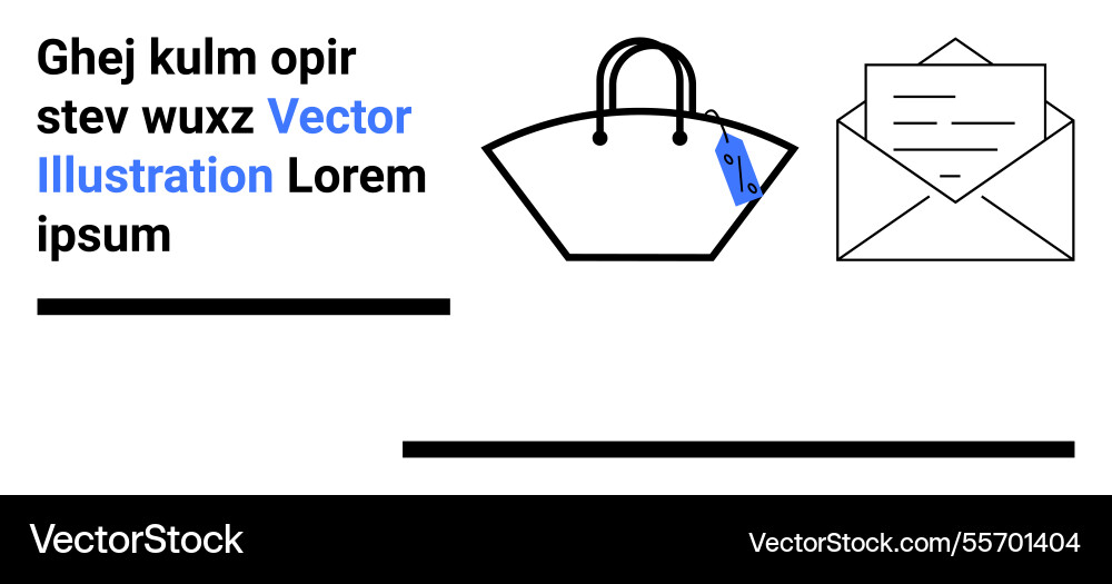 Minimalistic layout featuring handbag with tag Vector Image