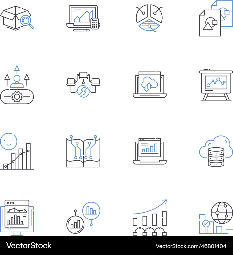 Productivity and output line icons collection vector image