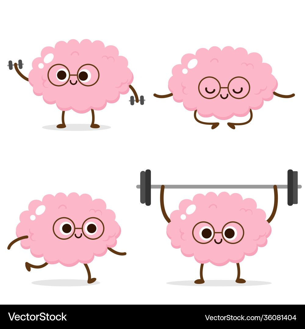 Running Brain with Dumbbells vector image