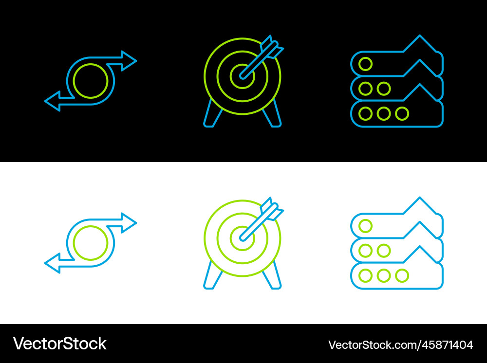 Set line graph chart diagram arrow and target Vector Image