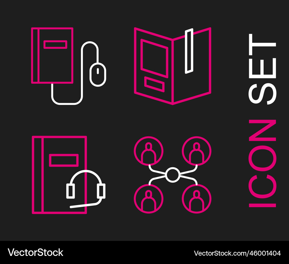 Set line online class audio book open Set line online class audio book open vector image