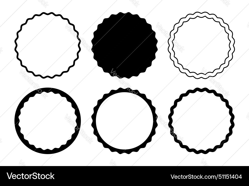 Set of different wiggly circle frames round Set of different wiggly circle frames round vector image