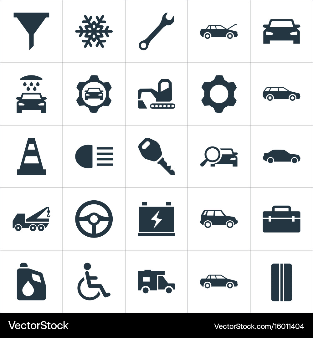 Set of simple auto icons elements truck snowflake Vector Image