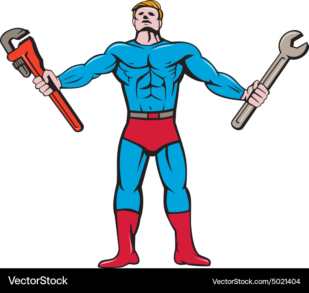 Superhero Mechanic with Wrench Vector Image