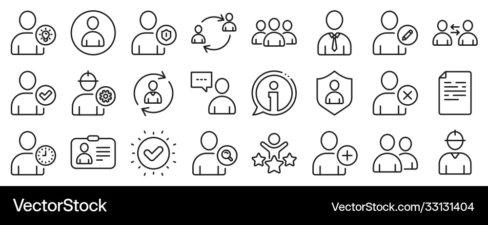 Users line icons profile group and support Users line icons profile group and support vector image