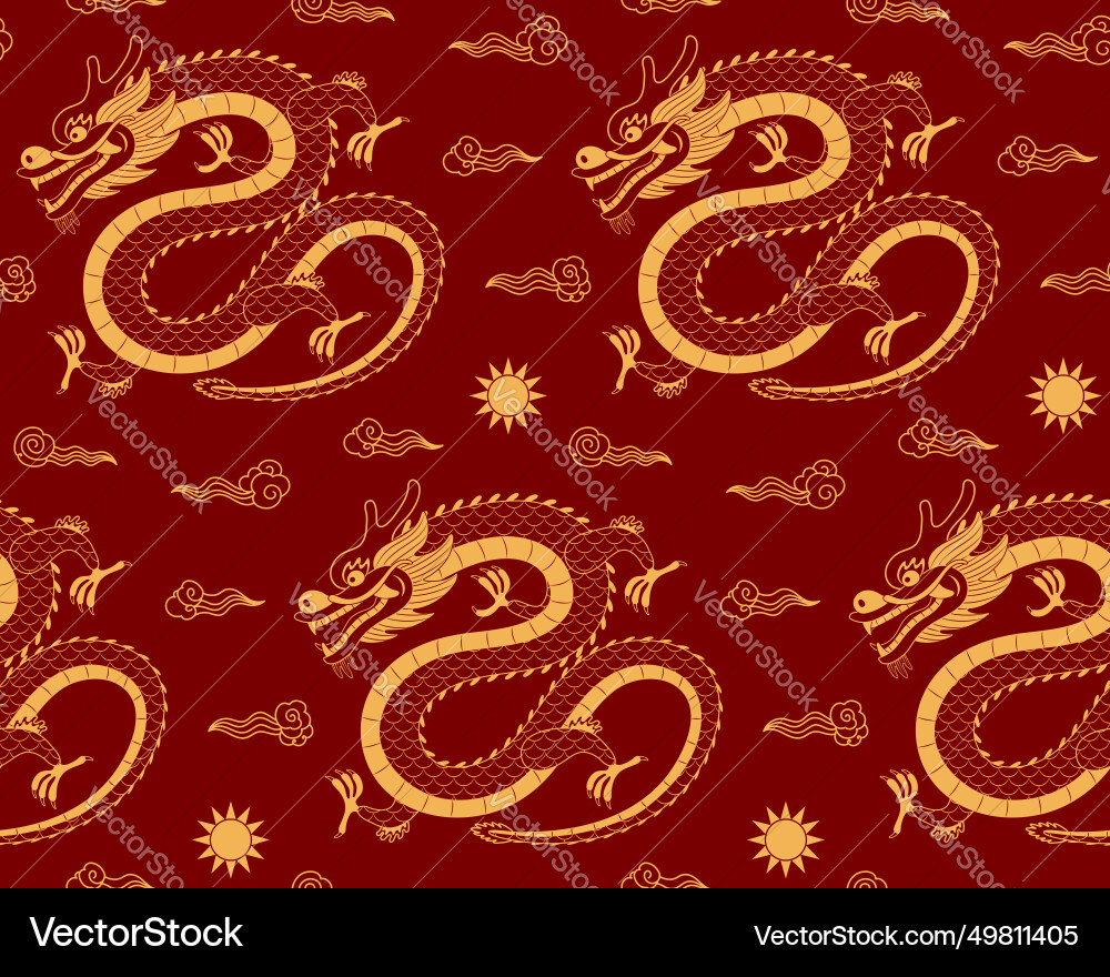 2024 asian zodiac sign chinese dragon gold red 2024 asian zodiac sign chinese dragon gold red vector image
