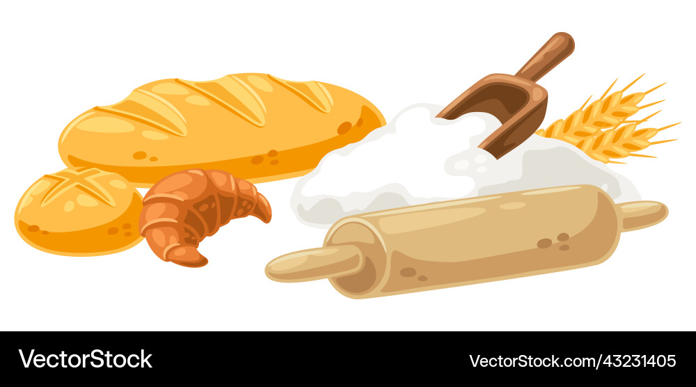 Background with bread and all for baking image Vector Image