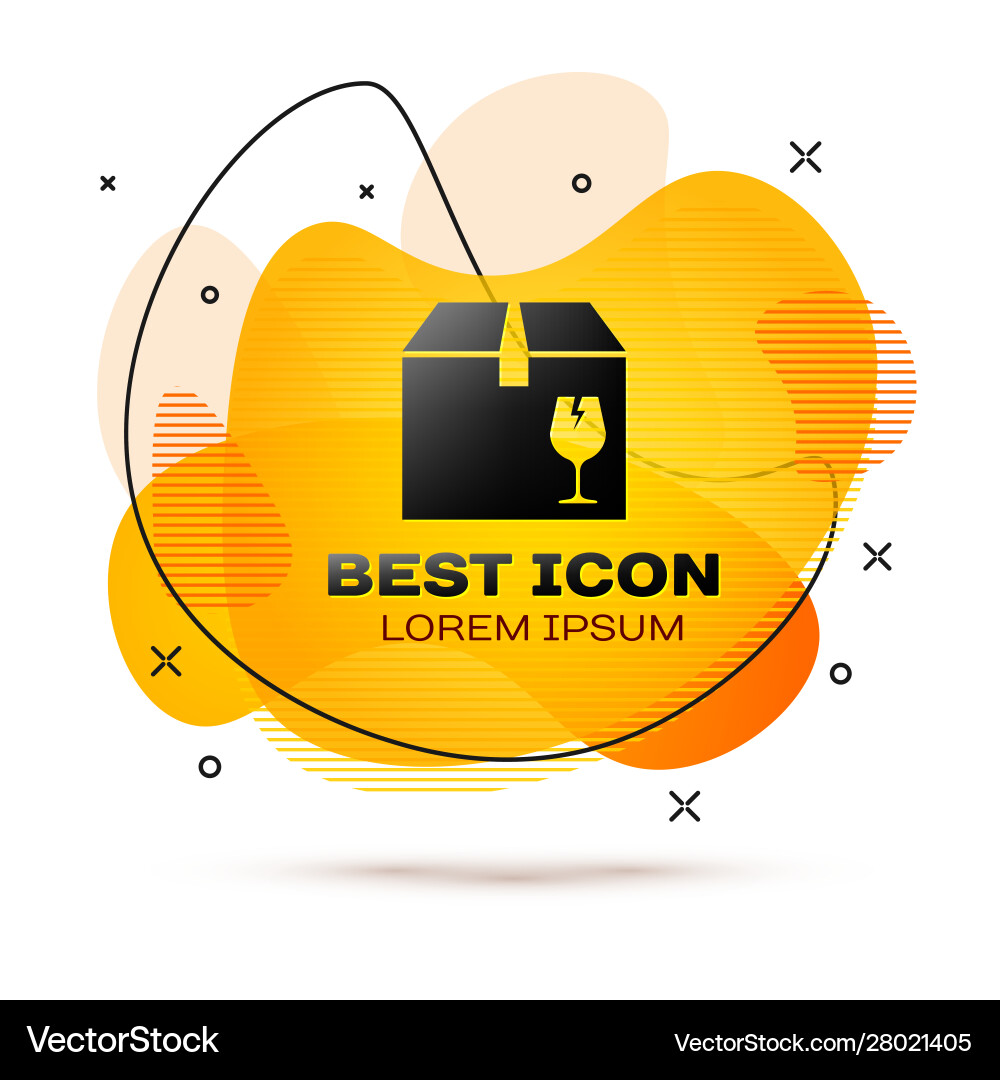 Black delivery package box with fragile content Vector Image