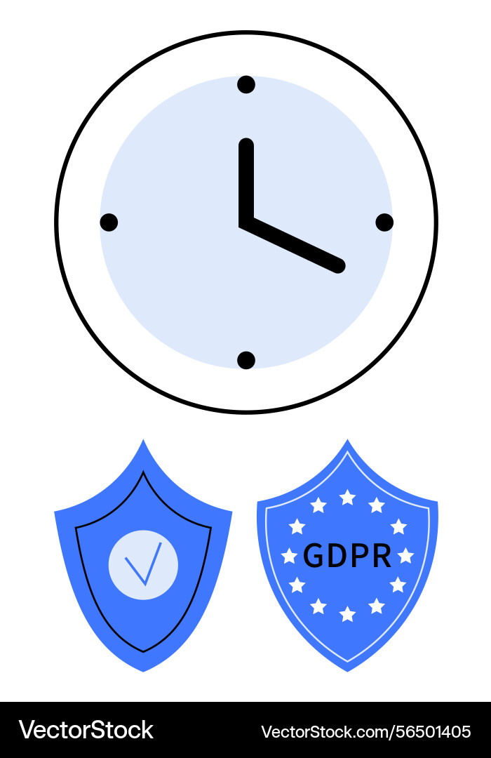 Clock with security shields highlighting data Clock with security shields highlighting data vector image
