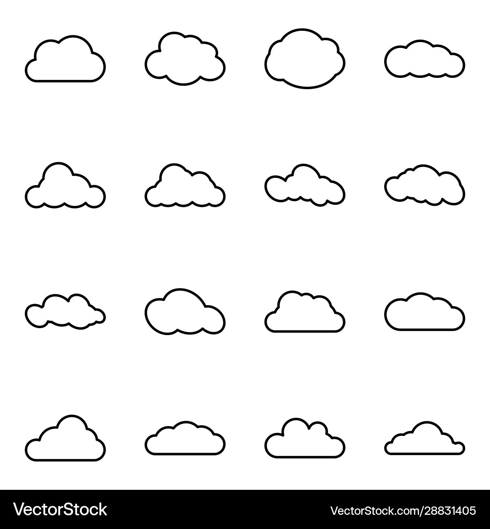 Cloud web icons set simple symbols collection Cloud web icons set simple symbols collection vector image