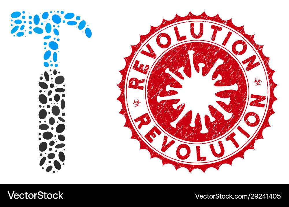 Collage Krallenhammer-Symbol mit Koronavirus texturiert Collage Krallenhammer-Symbol mit Koronavirus texturiert vektorbild