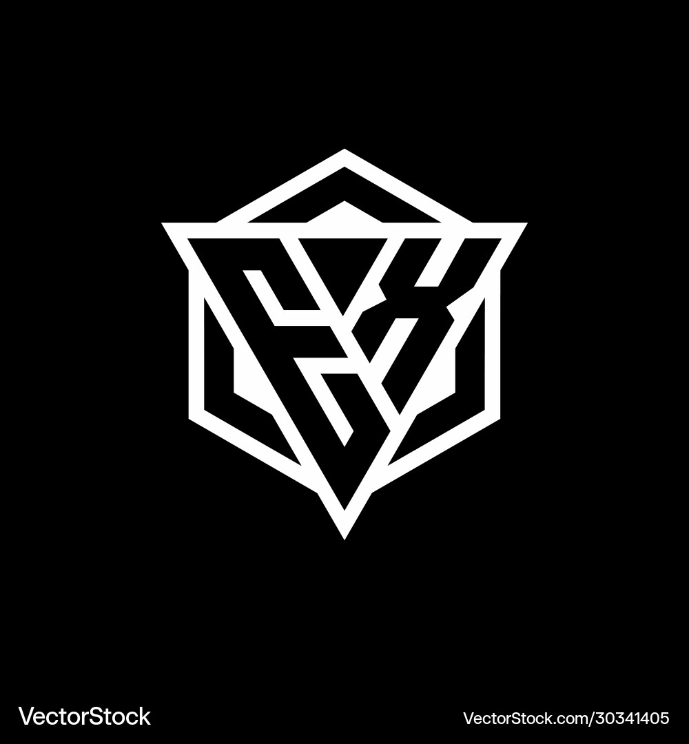 Ex logo monogram with triangle and hexagon shape Ex logo monogram with triangle and hexagon shape Vector Image