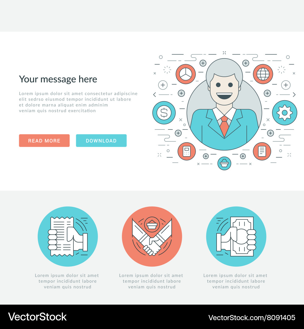 Flat line business concept web site header Vector Image