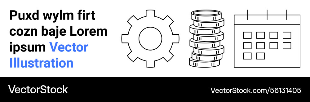 Gear coin stack and calendar representing Gear coin stack and calendar representing vector image