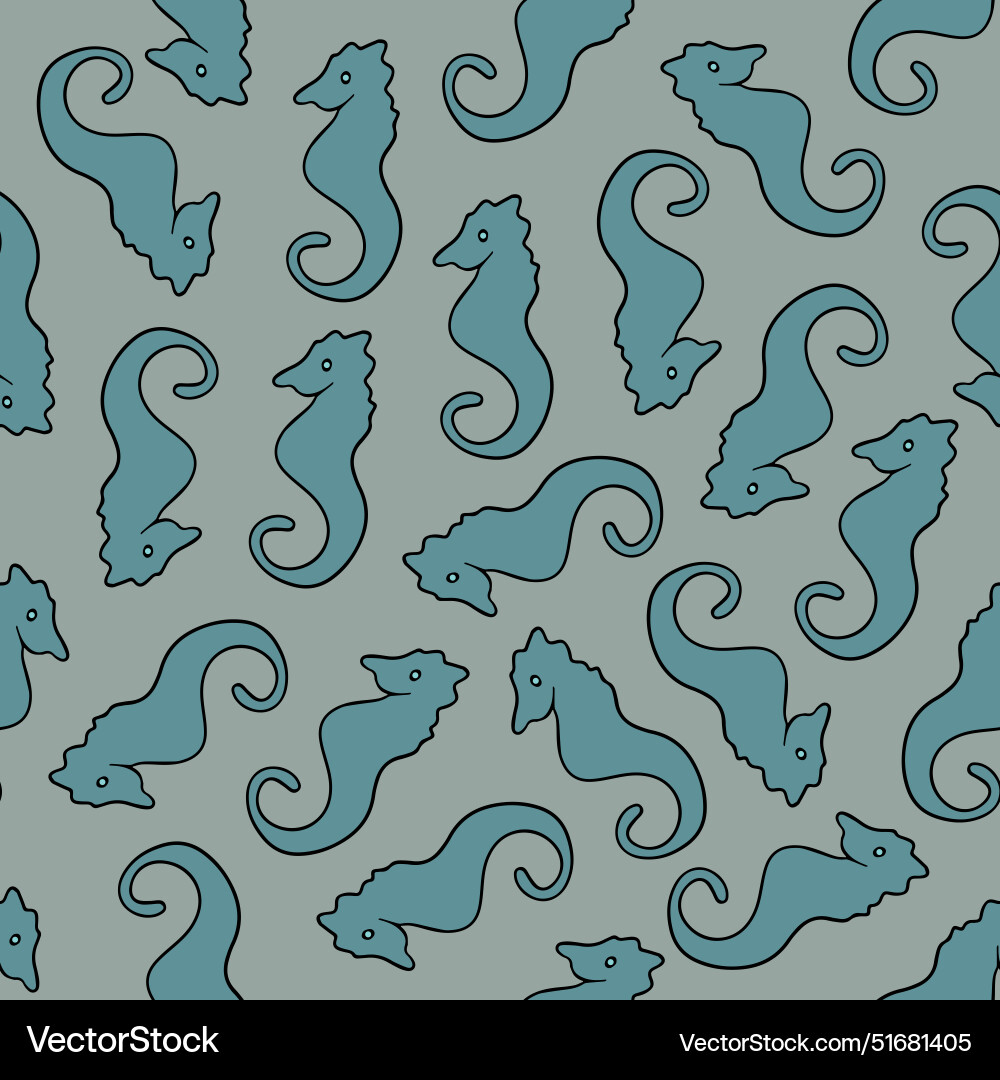Isolated of pattern with seahorses Vector Image