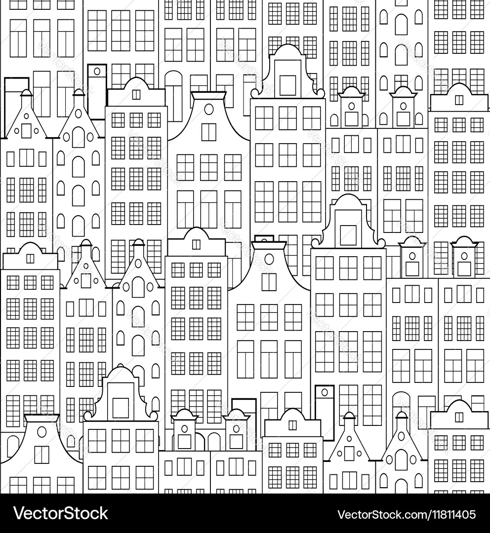Pattern with old building Vector Image