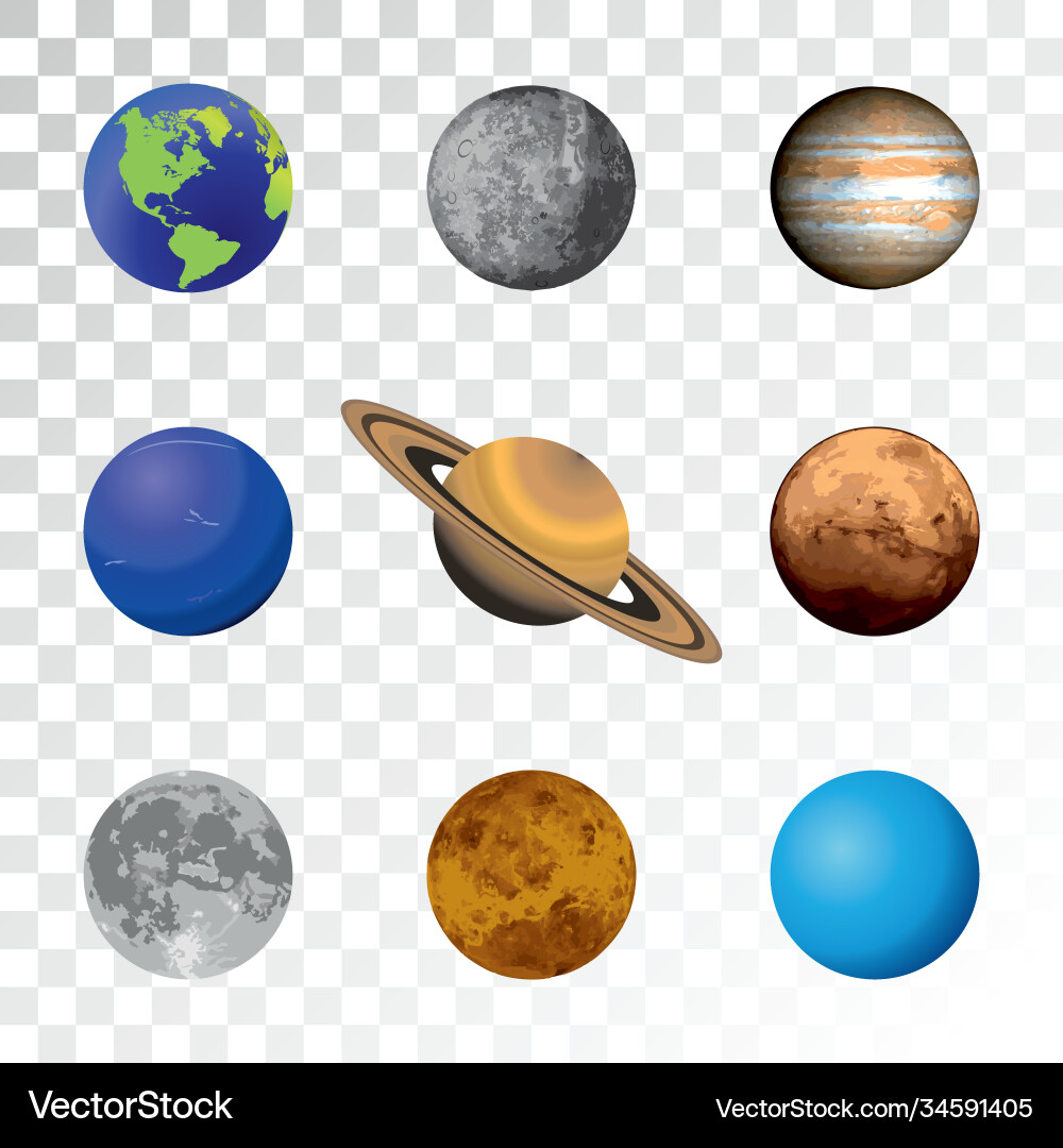 Planets colorful set on transparent background Planets colorful set on transparent background vector image