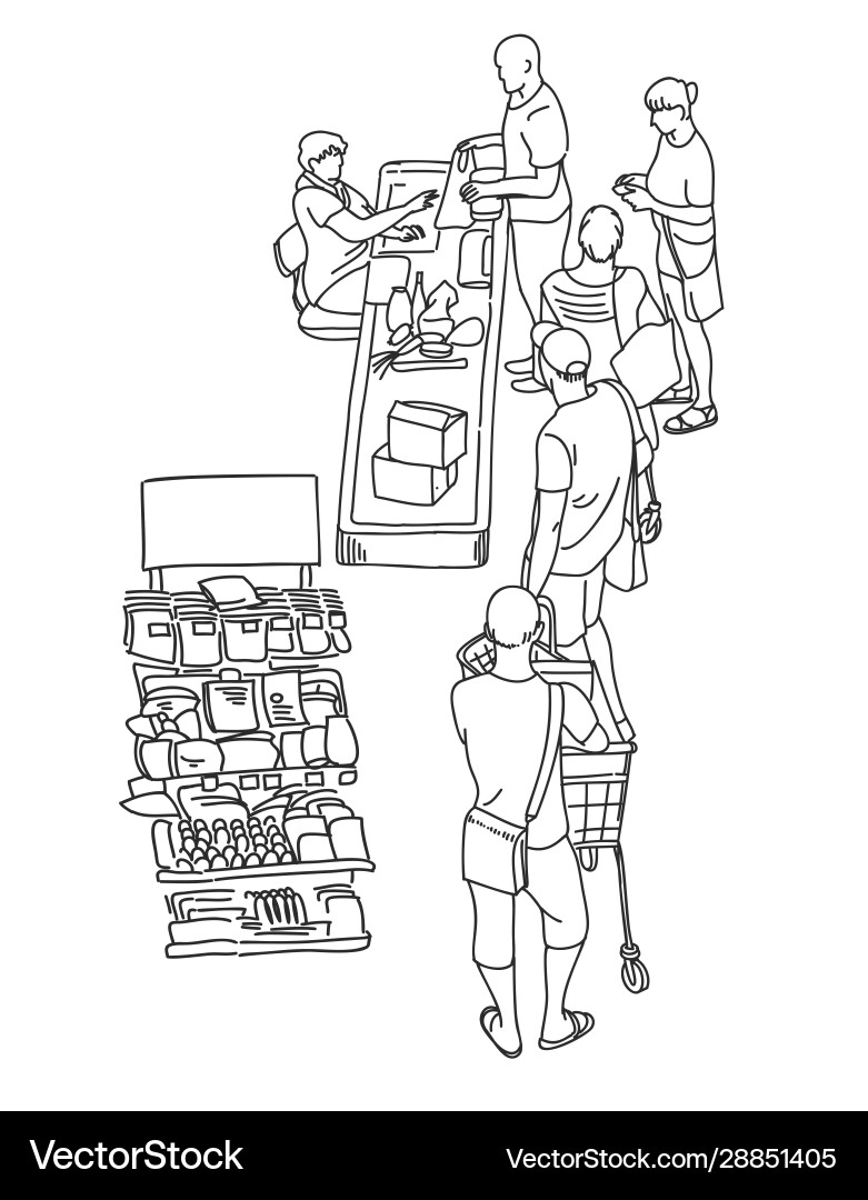 Retail Checkout Queue vector image