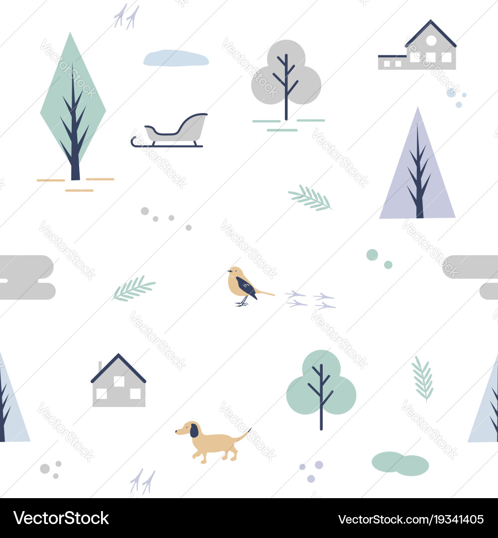Scandinavian pattern with different elements Vector Image